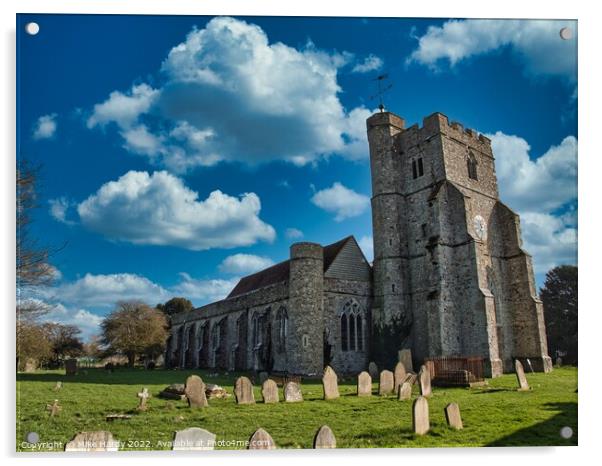 Stunning Church at Ivychurch 'Cathedral of the Romney Marsh' Acrylic by Mike Hardy