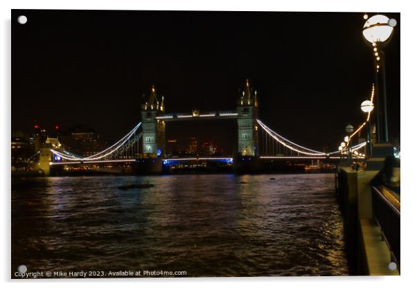 Tower Bridge at night Acrylic by Mike Hardy
