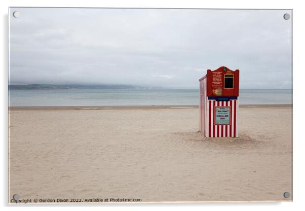 Punch and Judy booth on a deserted Weymouth beach Acrylic by Gordon Dixon