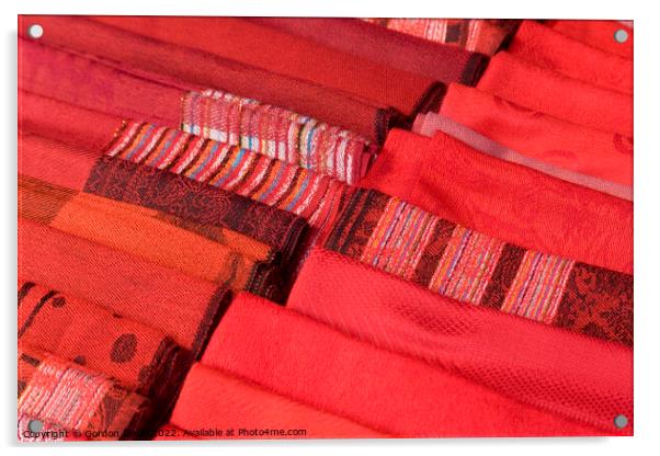 Selection of Red hand-made scarfs for sale Acrylic by Gordon Dixon