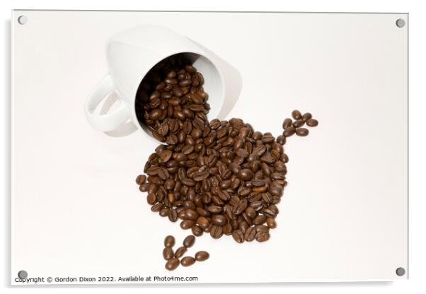 Coffee beans and a symbol of love - roasted beans arrangement Acrylic by Gordon Dixon