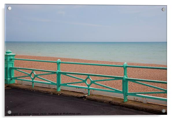 Cast iron railings on Brighton Seafront Acrylic by Gordon Dixon