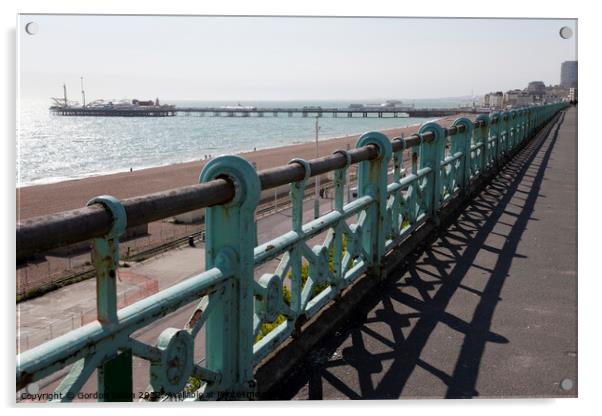 Brighton upper promenade, beach and pier Acrylic by Gordon Dixon