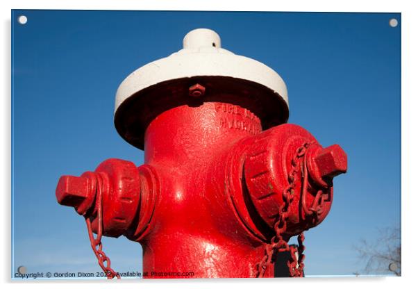 Bright red fire hydrant - Toledo, USA Acrylic by Gordon Dixon