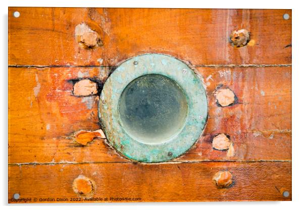 Old brass porthole - Dubai Creek Acrylic by Gordon Dixon