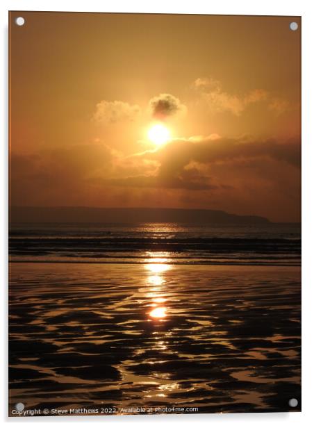Westward Ho! beach sunset Acrylic by Steve Matthews