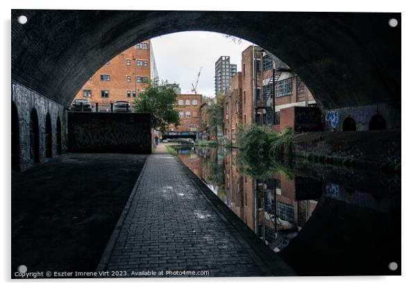 Canal in Birmingham Acrylic by Eszter Imrene Virt