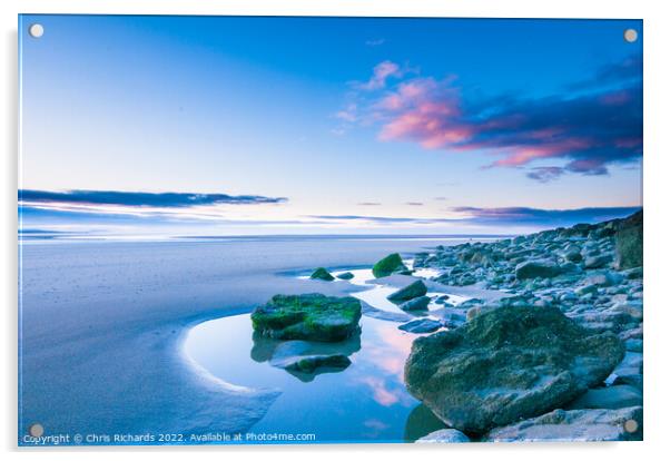 Dawn at Llansteffan Acrylic by Chris Richards