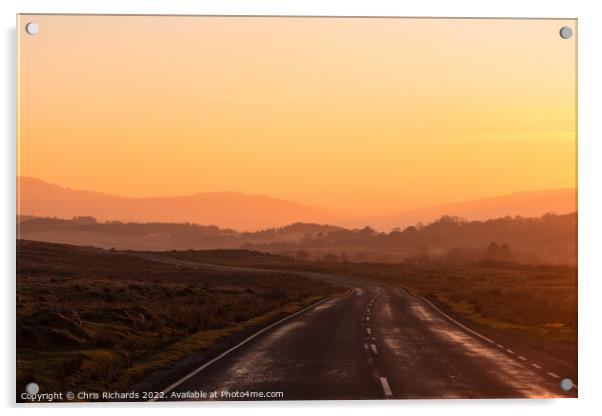 Sunset on the A4059, Brecon Beacons Acrylic by Chris Richards