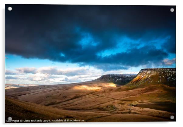 Dramatic Winter Light at Llyn Y Fan Fach, Brecon Beacons Acrylic by Chris Richards