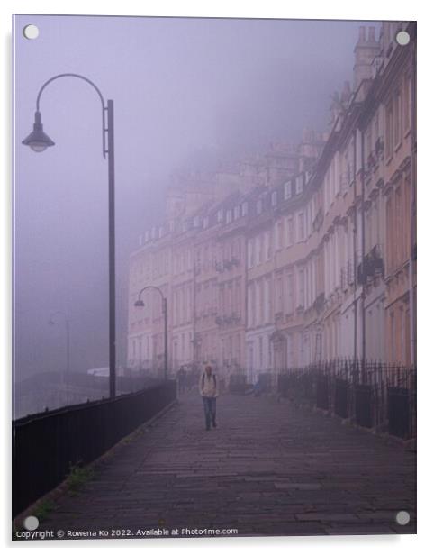 Foggy Street in Bath   Acrylic by Rowena Ko