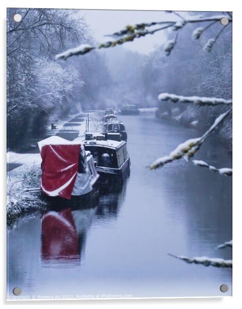 Kennet & Avon Canal in Snow Acrylic by Rowena Ko