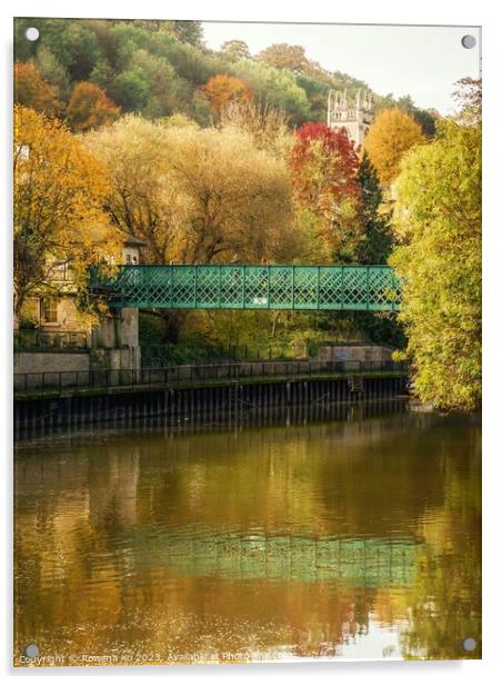 Golden Autumn in Bath along the River Avon Acrylic by Rowena Ko