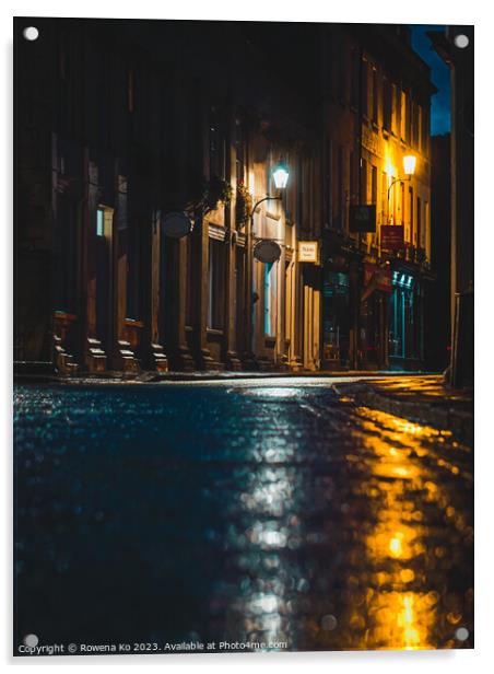 Lightened up York Street in early rainy morning Bath Acrylic by Rowena Ko