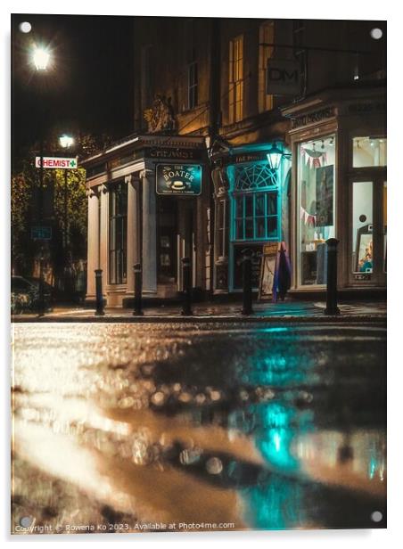 Lightened up Argyle St in early rainy morning Bath Acrylic by Rowena Ko