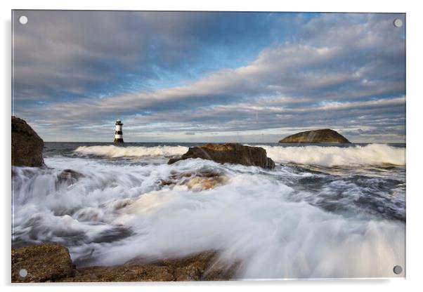 Trwyn Du Lighthouse and Puffin Island Acrylic by Dave Urwin