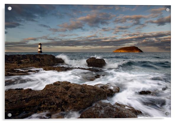 Trwyn Du lighthouse and Puffin Island Acrylic by Dave Urwin