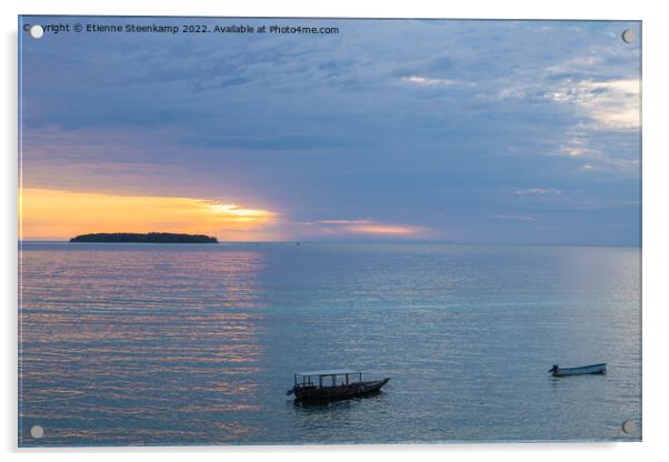 Mnemba Island Sunrise Acrylic by Etienne Steenkamp