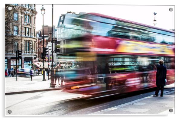 London Bus in motion Acrylic by Daniel Gwalter