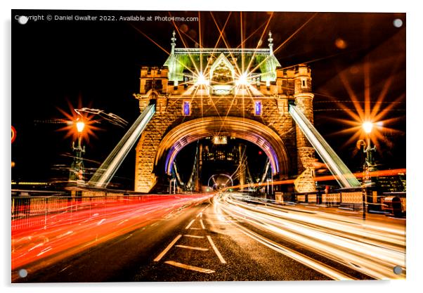 Tower Bridge Traffic by Night Acrylic by Daniel Gwalter