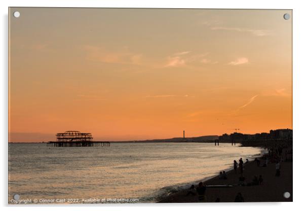 Brighton West Pier Sunset  Acrylic by Connor Cast