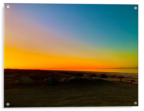 Salton Sea Sunrise, October 2021 Acrylic by Laura Byrnes