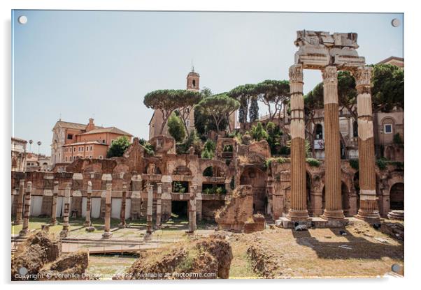 Old building, Ruins in old town. Rome, Italy Acrylic by Veronika Druzhnieva