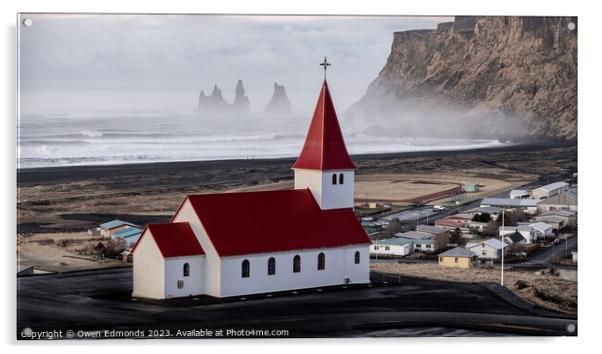 The Church at Vik Acrylic by Owen Edmonds