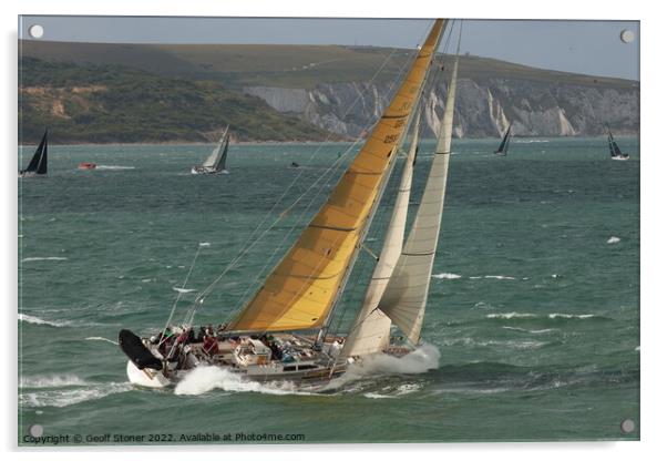 Around The Island Race 2022 (Isle of Wight) Acrylic by Geoff Stoner