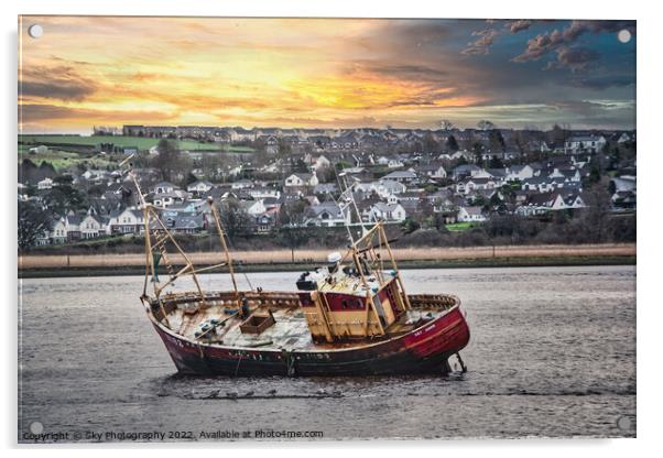 Boat wreck On the river Foyle Derry/Londonderry No Acrylic by Sky Photography
