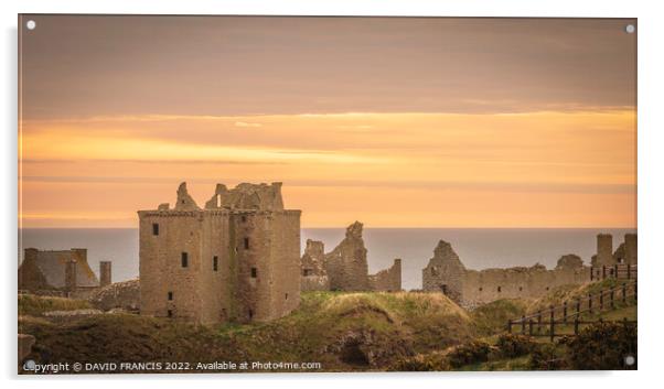 Majestic Sunrise at Dunnottar Castle Acrylic by DAVID FRANCIS