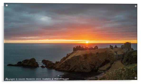 Ancient Sunrise at Dunnottar Castle Acrylic by DAVID FRANCIS