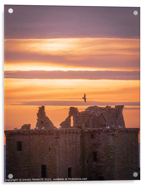 Majestic Sunrise over Dunnottar Castle Acrylic by DAVID FRANCIS