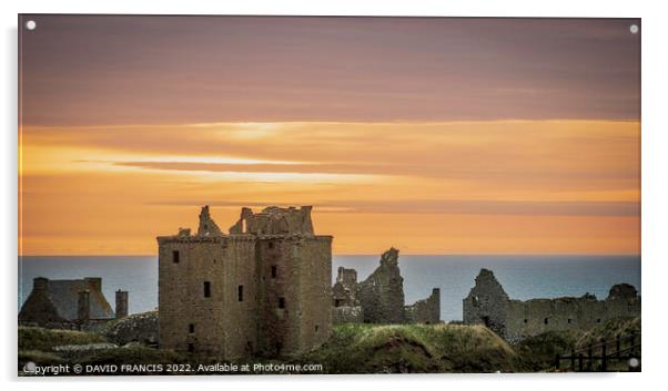 Dunnottar Castle at Sunrise Acrylic by DAVID FRANCIS