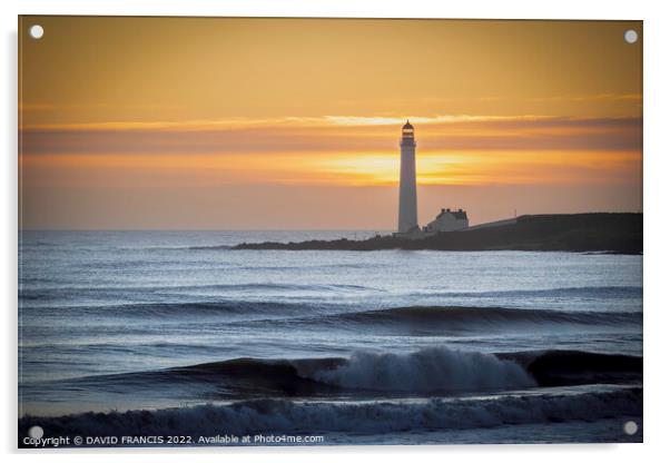 Majestic Sunrise at Scurdie Ness Lighthouse Acrylic by DAVID FRANCIS