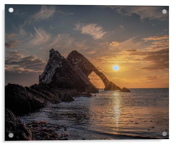Majestic Sunrise at Bow Fiddle Rock Acrylic by DAVID FRANCIS