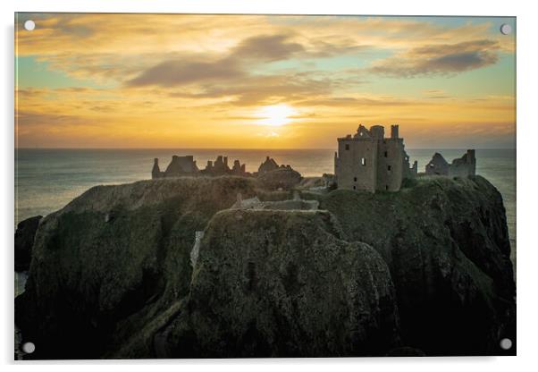 Majestic Sunrise over Historical Dunnottar Castle Acrylic by DAVID FRANCIS