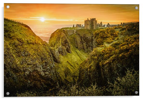 Sunrise at Dunnottar Castle in Stonehaven Scotland Acrylic by DAVID FRANCIS