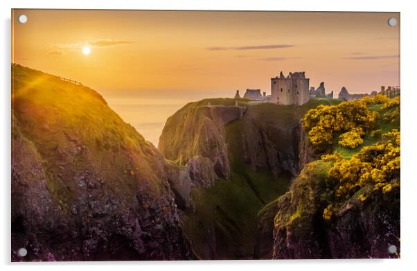 Dramatic Dunnottar Castle Sunrise at Stonehaven Acrylic by DAVID FRANCIS