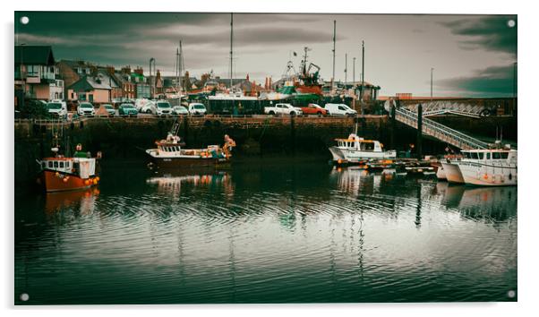 Fishing Boats in Arbroath Harbour Scotland Acrylic by DAVID FRANCIS