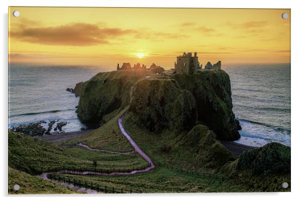 Sunrise at Dunnottar Castle in Scotland  Acrylic by DAVID FRANCIS