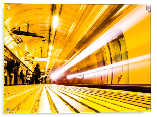 London underground tube train UK Acrylic by Rose Sicily