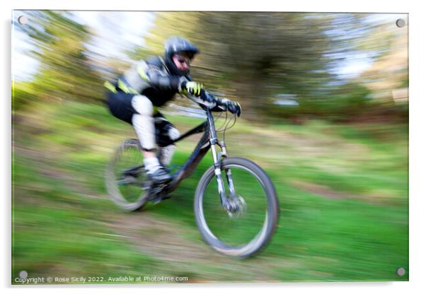 Downhill mountain biking Acrylic by Rose Sicily