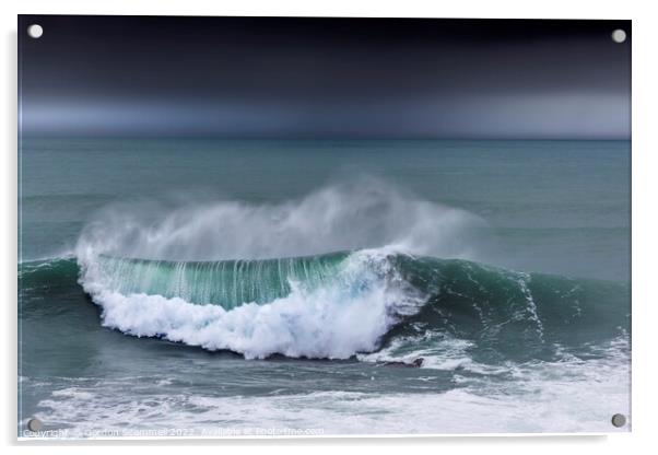 Breaking wave at Fistral in Newquay in Cornwall. Acrylic by Gordon Scammell