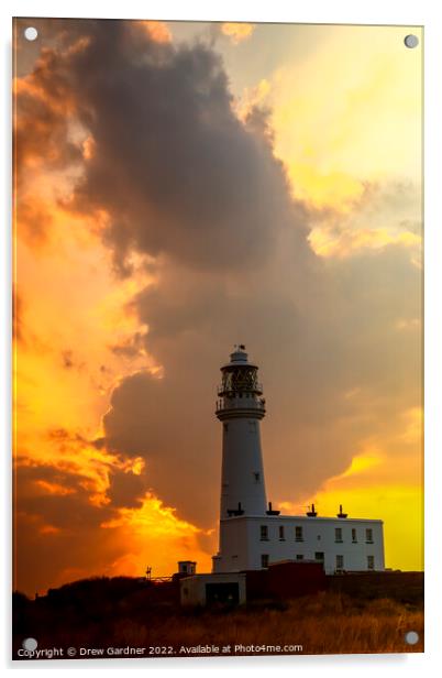 Flamborough Head at sunset Acrylic by Drew Gardner