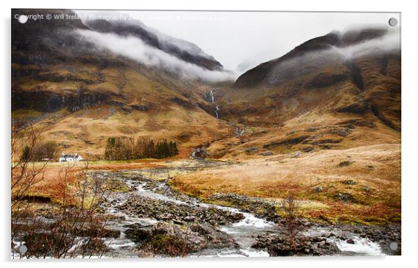 Achnambeithach Cottage, Glen Coe Acrylic by Will Ireland Photography