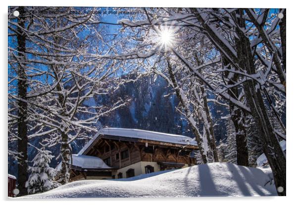 paysage des alpes française en hiver Acrylic by louis bertrand