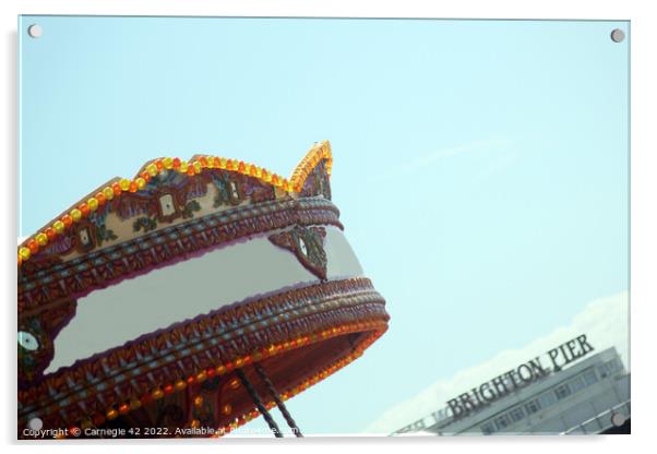 Brighton Pier's Allure: A Carousel in Sunlight Acrylic by Carnegie 42