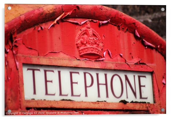 Rustic, Classic British Telephone Box Acrylic by Carnegie 42