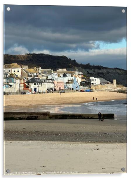Lyme Regis Coastal Panorama Acrylic by Carnegie 42